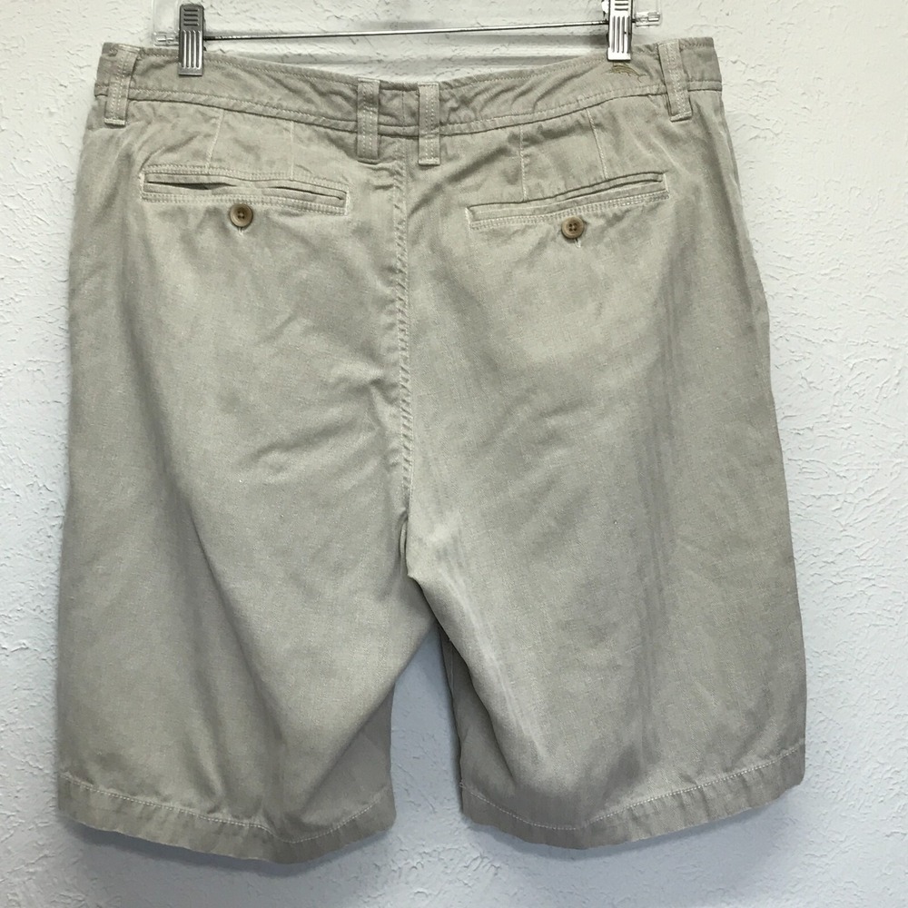 Tommy Bahama Shorts Mens 36 (35x10) Beige Chino Silk/Cotton Blend Flat Front - Picture 4 of 10